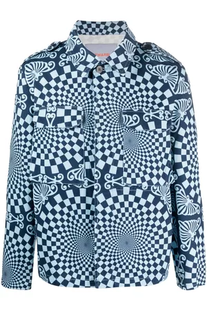 Bluemarble Geometric-pattern cotton shirt
