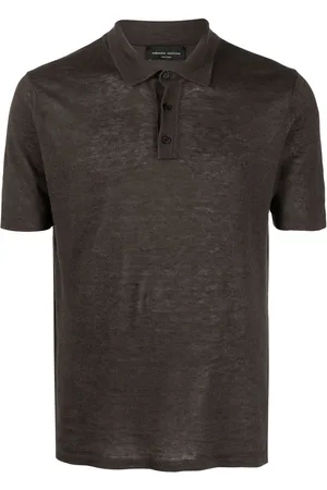 Roberto Collina Men Polo Shirts - Short-sleeve linen polo shirt