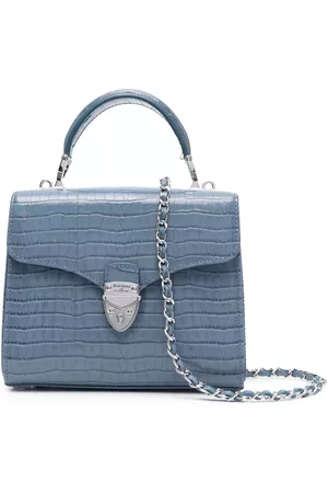 ASPINAL OF LONDON Midi London Pebble-texture Leather Tote Bag - Blue