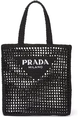 Prada Woven-logo raffia tote bag