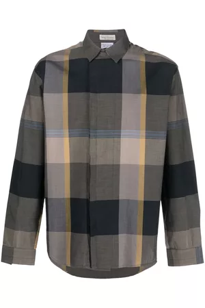 VERSACE 1970s check-print button-up shirt