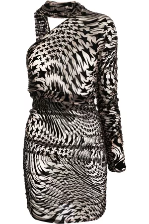 MUGLER Star mesh asymmetric minidress