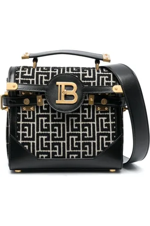 Balmain B-Buzz 23 Monogram Jacquard Denim Top Handle Bag