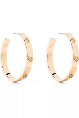 Tory Burch Embossed-logo hoop earrings