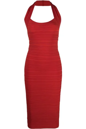 Serafini Ribbed halterneck midi dress