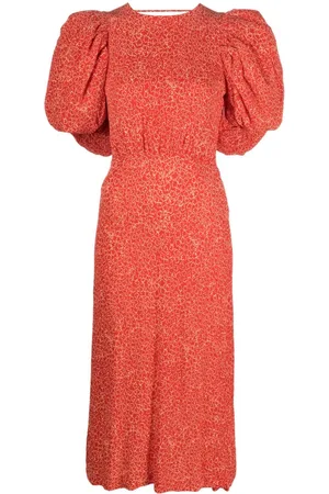 ROTATE Floral-print jacquard midi dress