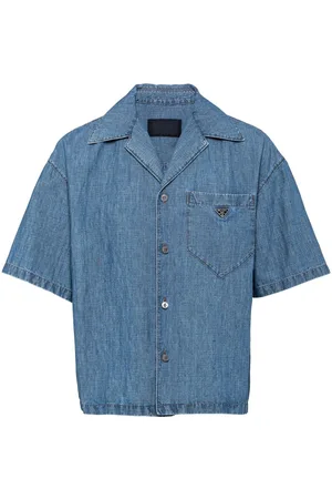 Prada Men Short sleeves - Short-sleeved chambray shirt