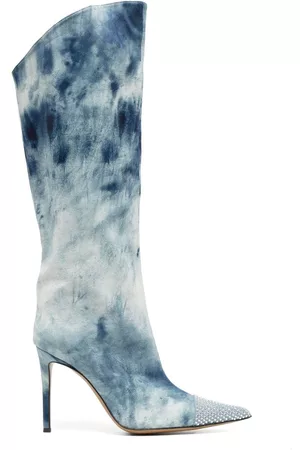 ALEXANDRE VAUTHIER 105mm snow-printed denim boots