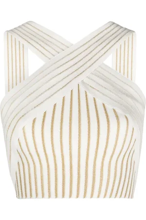 Balmain Cross-over knitted crop top