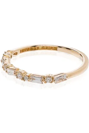 Suzanne Kalan 18kt yellow Thin Mix diamond half band ring