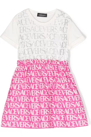 VERSACE Logo-print crystal-embellished dress