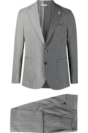 Manuel Ritz Men Suits - Colour-block pinstripe suit