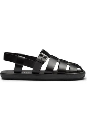Prada Men Sandals - Interwoven straps flat sandals
