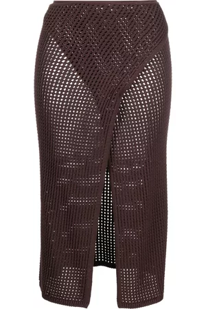 ANDREADAMO Front-slit crochet-knit midi skirt
