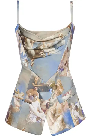 Balmain Sky-print tailored corset top