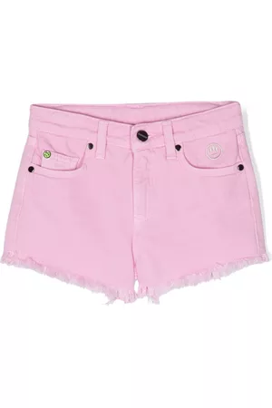 BARROW Embroidered-logo frayed-hem shorts