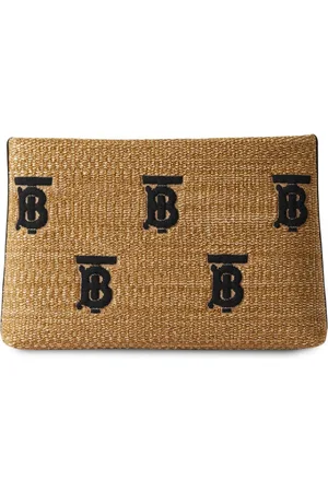 Burberry Raffia embroidered monogram pouch