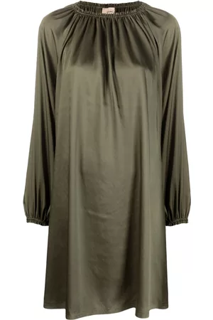 BLANCA Gathered-detail long-sleeve dress