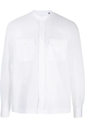 corneliani Men Long sleeves - Long-sleeve cotton-linen shirt