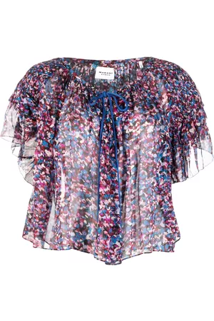 Marant Etoile Graphic-print ruffle-detail blouse