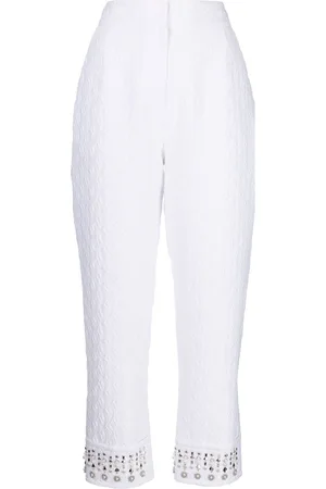SHIATZY CHEN Embroidered-pearl cropped trousers