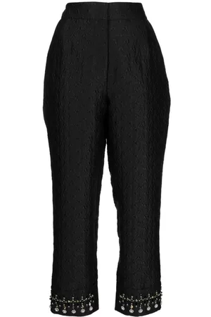 SHIATZY CHEN Embroidered-pearl cropped trousers