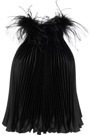 Styland Feathered-collar pleated top