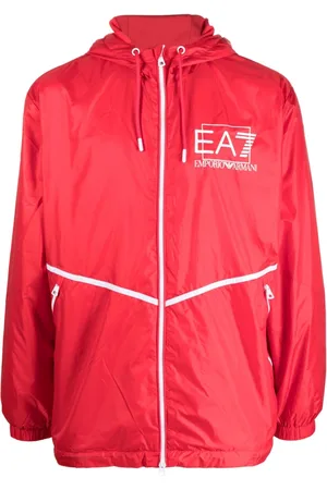 EA7 Men Jackets - Logo-print hooded jacket