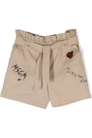Msgm Sketch-print gathered belted shorts
