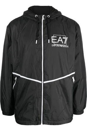 EA7 Men Jackets - Logo-print hooded jacket