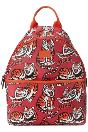 Gucci Boys Rucksacks - Gucci tiger-print canvas backpack