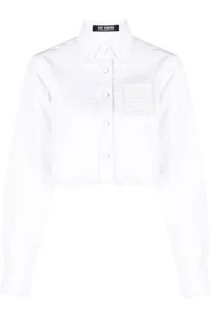 RAF SIMONS Logo-patch cropped shirt