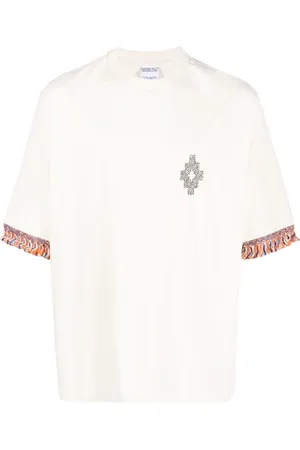 MARCELO BURLON Men T-shirts - Fringed-sleeve cotton T-shirt
