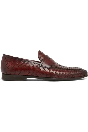 Magnanni Woven-design leather loafers