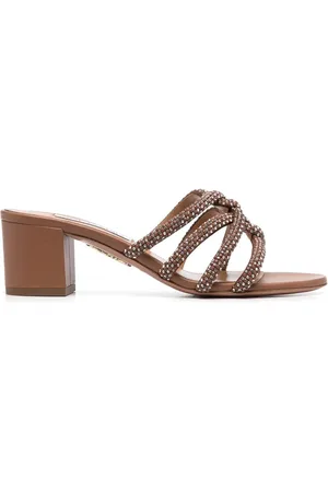 Aquazzura Crystal-embellished leather mules