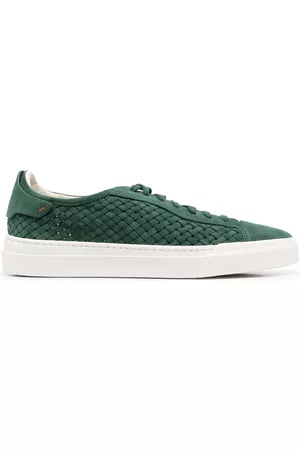 santoni Interwoven suede low-top sneakers