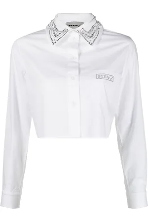 Seen Users Gem-embellished cropped shirt