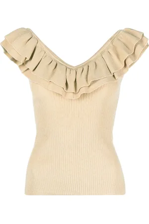 ZIMMERMANN Ruffled sleeveless knit top
