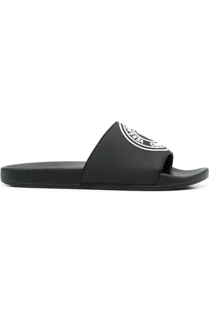 VERSACE Logo-print flat slides