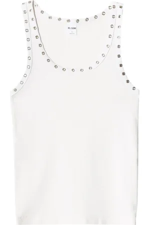 RE/DONE Eyelet stretch-cotton tank top