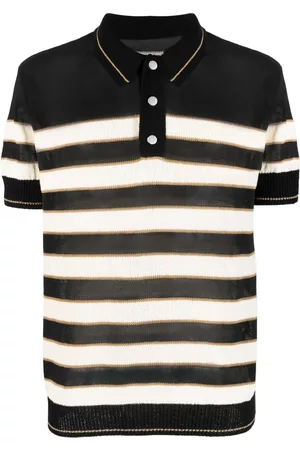 Balmain Flocked Monogram Polo Shirt in Black for Men