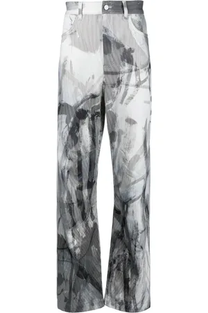 McQ Men Pants - Abstract-print straight-leg trousers