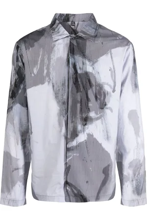 McQ Men Shirts - Pinstripe-pattern abstract-print shirt