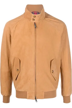 Baracuta Men Leather Jackets - Zip-up suede leather jacket