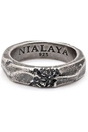 Nialaya Men Rings - Carved vintage-effect ring