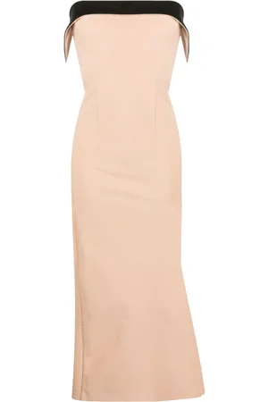 Serafini Contrast-trim strapless midi dress