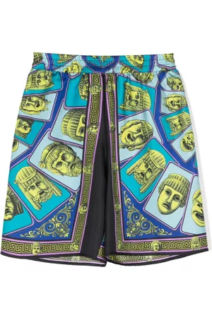 VERSACE Le Maschere-print silk shorts