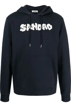 Sandro Men Sweatshirts - Logo-print drawstring hoodie