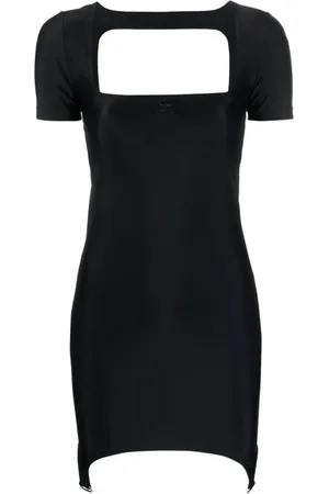 Courrèges Square-neck cut-out mini dress