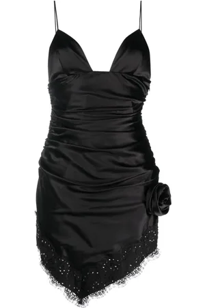 Alessandra Rich Rose-appliqué asymmetric minidress